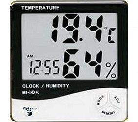 מד טמפרטורה in/out +לחות  כולל שעון דיגיטלי Type MI-106